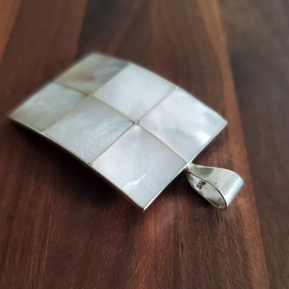 Rectangle Pendant with shell and sterling silver - Picture 5 of 6